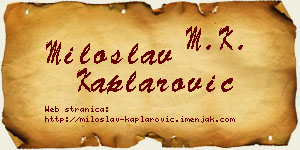 Miloslav Kaplarović vizit kartica